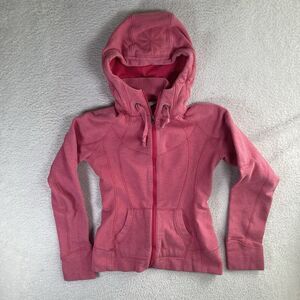 Athleta Hoodie Womens XXS Long Sleeve Lightweight Pullover Pink Hood READ